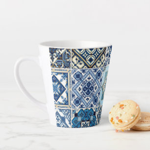 Taza De Café Latte Baldosas mediterráneas, portuguesas, azulejo, mall