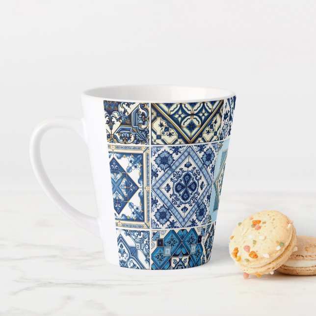 Taza De Café Latte Baldosas mediterráneas, portuguesas, azulejo, mall (In situ)