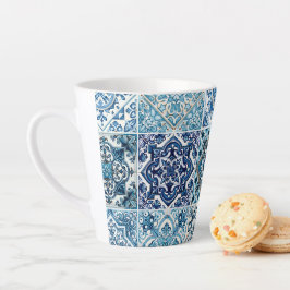 Taza De Café Latte Baldosas mediterráneas, portuguesas, azulejo, mall