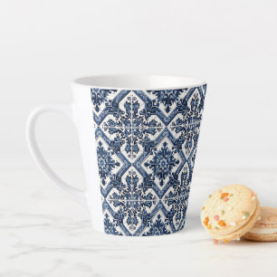 Taza De Café Latte Baldosas mediterráneas, portuguesas, azulejo, mall