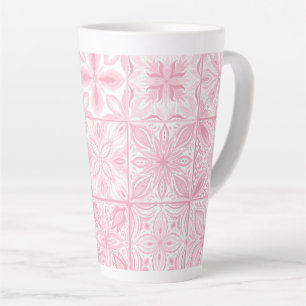 Taza De Café Latte Baldosas orgánicas en rosa