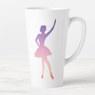 Taza De Café Latte Balerina bailarina en diseño geométrico moderno
