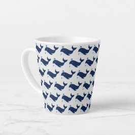 Taza De Café Latte Ballena azul, lata náutica
