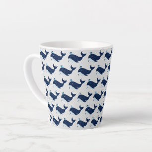 Taza De Café Latte Ballena azul, lata náutica