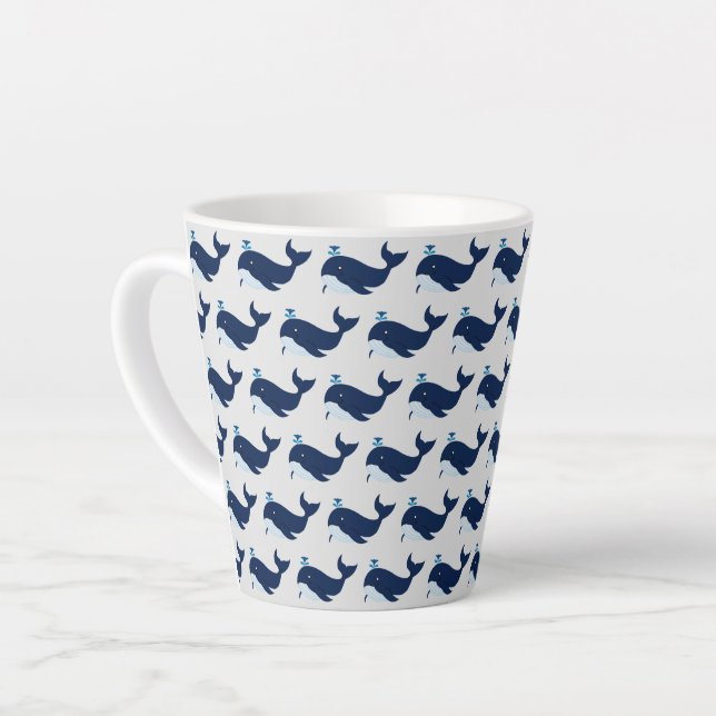Taza De Café Latte Ballena azul, lata náutica (Ángulo izquierdo)