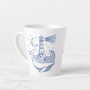 Taza De Café Latte Ballena de faro