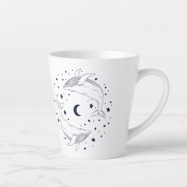 Taza De Café Latte Ballenas bailables (Derecha)