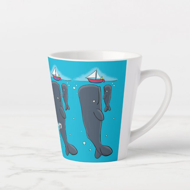 Taza De Café Latte Ballenas cortas y ilustracion personalizado de vel (Derecha)