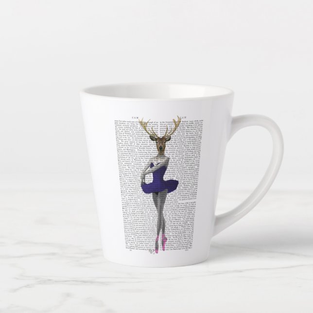 Taza De Café Latte Ballerina Deer en azul (Derecha)