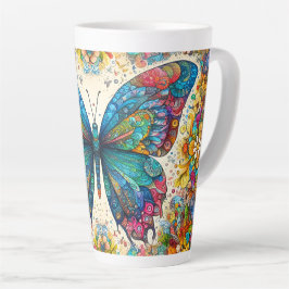 Taza De Café Latte Ballet arco iris de una mariposa