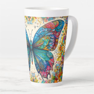 Taza De Café Latte Ballet arco iris de una mariposa