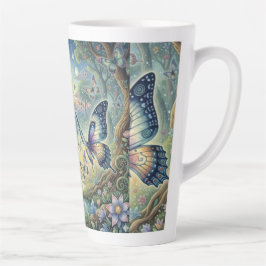 Taza De Café Latte Ballet de Mariposas en un Bosque Místico