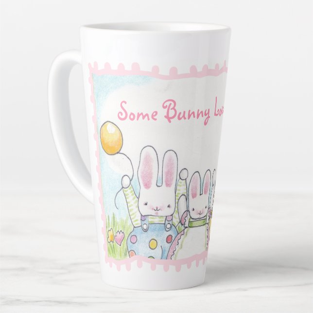 Taza De Café Latte Balloon Bunny Tall Latte Mug (Ángulo izquierdo)