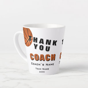 Taza De Café Latte Balón de Baloncesto Gracias Entrenador 
