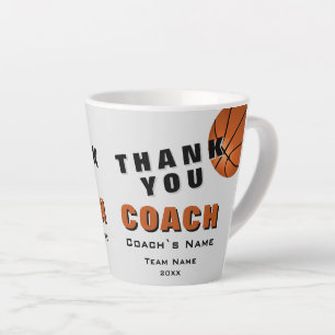 Taza De Café Latte Balón de Baloncesto Gracias Entrenador