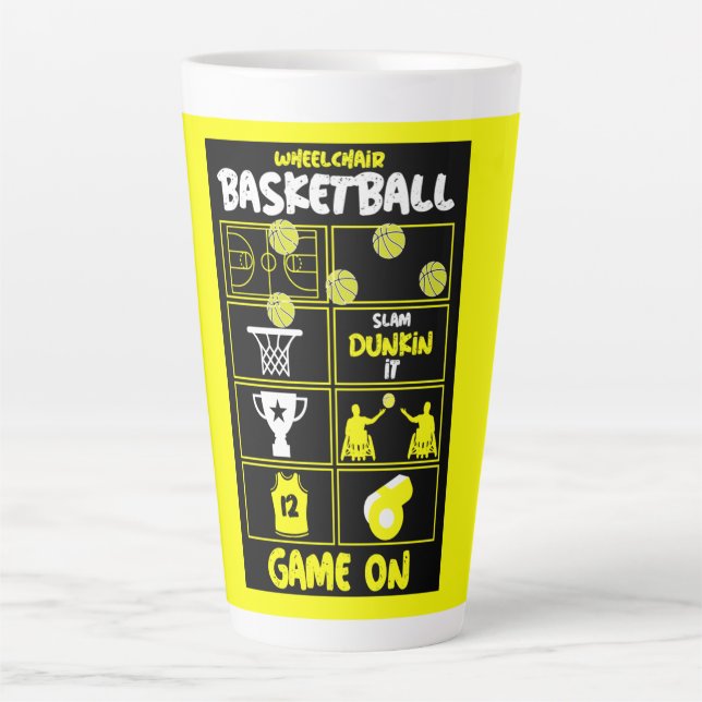 Taza De Café Latte Baloncestistas en silla de ruedas (Anverso)