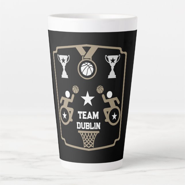 Taza De Café Latte Baloncesto adaptable para discapacitados (Anverso)