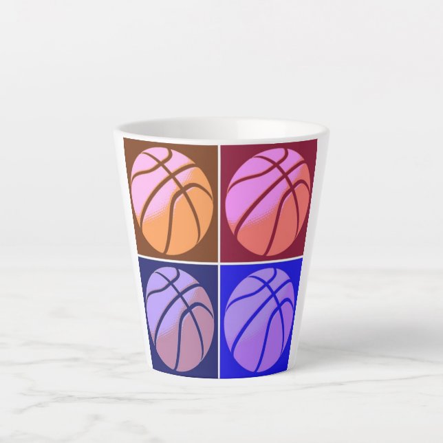 Taza De Café Latte Baloncesto de arte pop (Anverso)