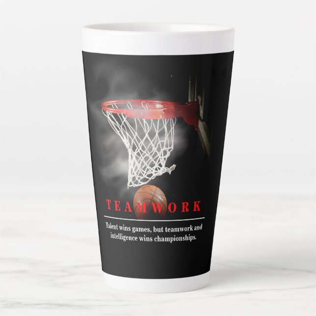 Taza De Café Latte Baloncesto de Equipo Motivacional Inspirador (Anverso)