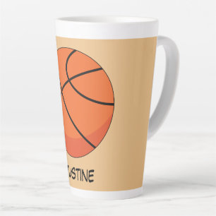 Taza De Café Latte Baloncesto personalizado   Añadir nombre