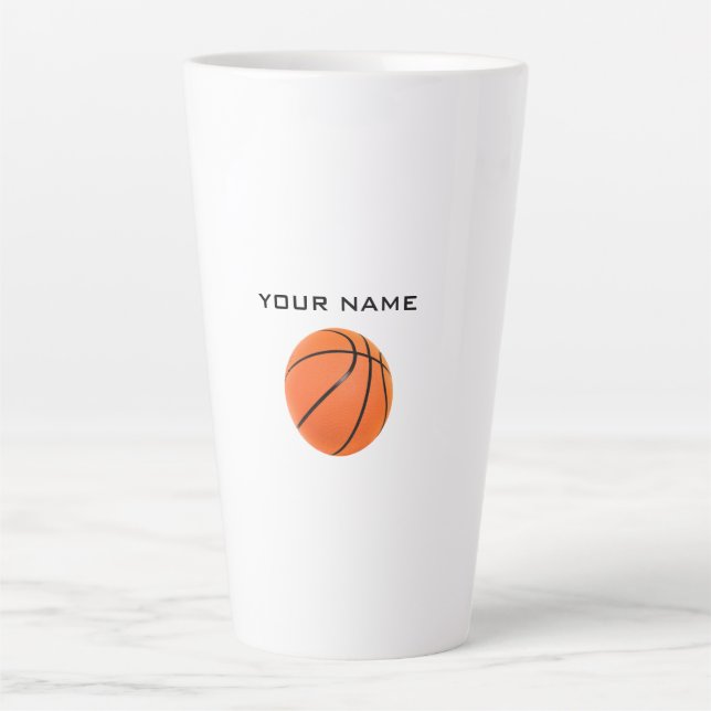 Taza De Café Latte Baloncesto Su Nombre (Anverso)
