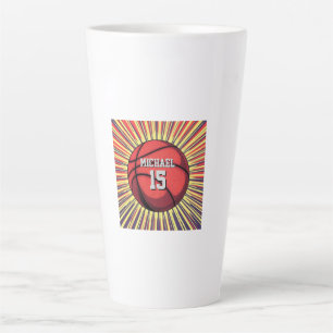 Taza De Café Latte Baloncesto Tu Nombre Pop Art