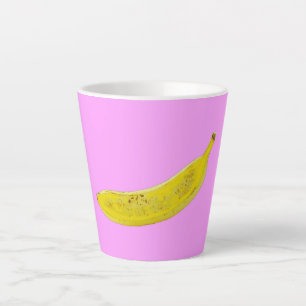 Taza De Café Latte Banana de arte pop en amarillo