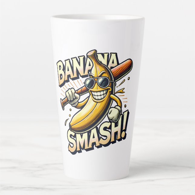 Taza De Café Latte Banana Power-Up (Anverso)