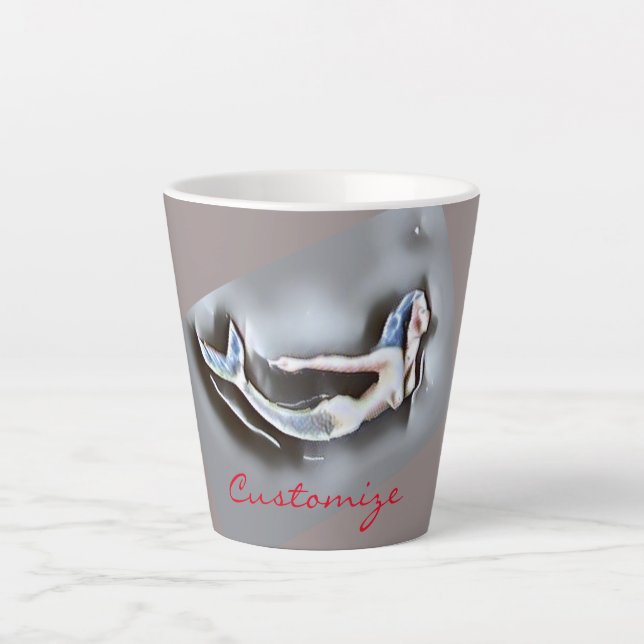 Taza De Café Latte Bañando Mermaid Gray Thunder_Cove (Anverso)
