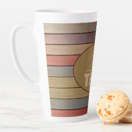 Taza De Café Latte Banda Azul Gris Y Oro