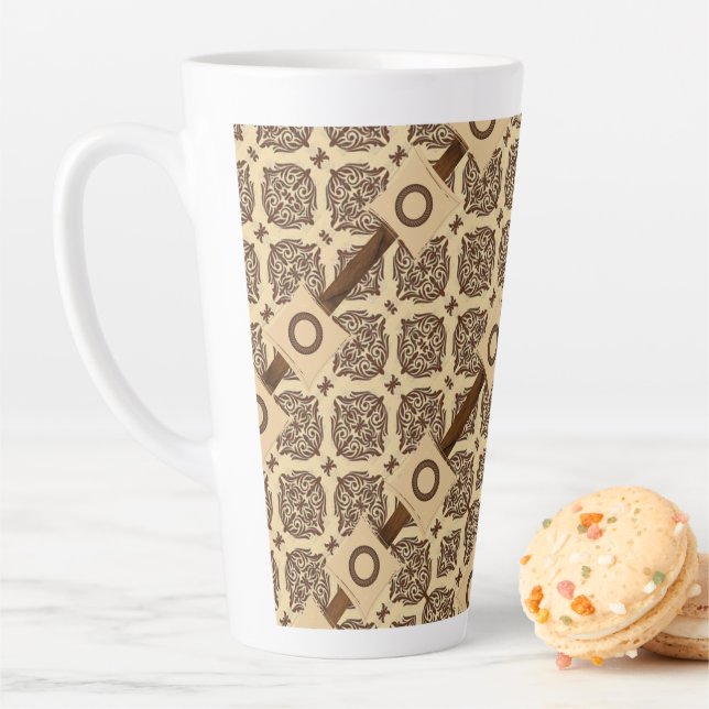 Taza De Café Latte Banda circular marrón latte Mug (In situ)