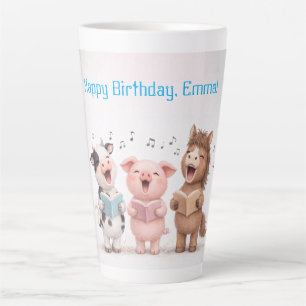 Taza De Café Latte Banda de Animales de Granja Cumpleaños