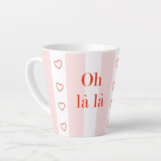 Taza De Café Latte Banda rosa ballet Oh La La (Ángulo izquierdo)