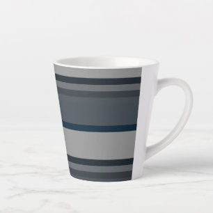 Taza De Café Latte Bandas azules y grises