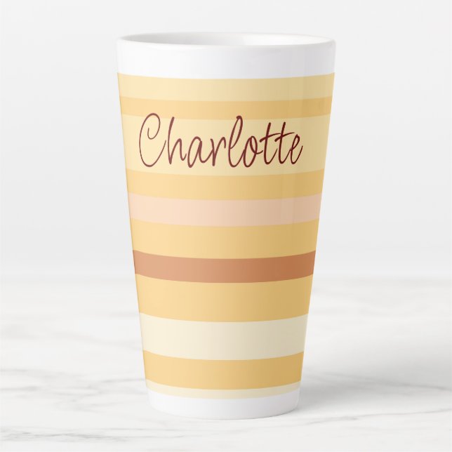 Taza De Café Latte Bandas Beige de Estilo Nombre (Anverso)