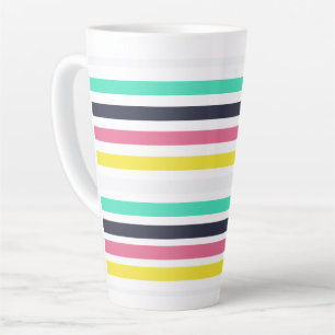 Taza De Café Latte Bandas horizontales coloreadas