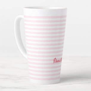Taza De Café Latte Bandas rosadas modernas tipografía elegante monogr