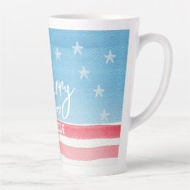 Taza De Café Latte Bandera acuarela moderna patriótica