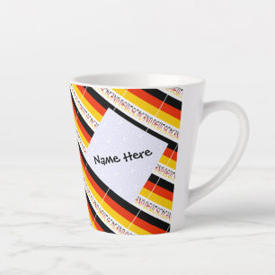 Taza De Café Latte Bandera alemana Deutschland Personalización negra