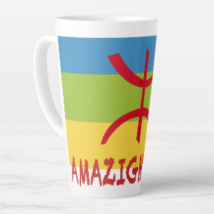 Taza De Café Latte Bandera amazigh - bandera bereber-Drapeau Amazigh