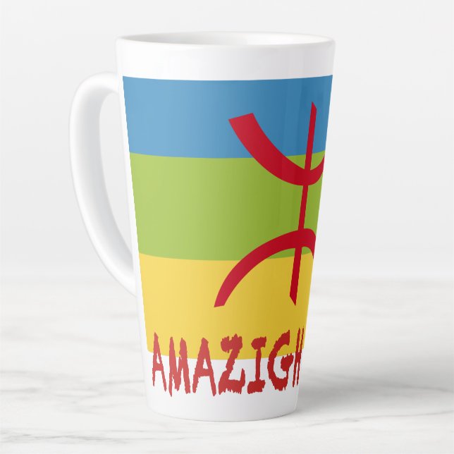 Taza De Café Latte Bandera amazigh - bandera bereber-Drapeau Amazigh (Ángulo izquierdo)