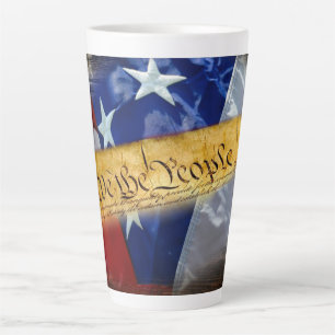 Taza De Café Latte Bandera Americana Nosotros El Pueblo