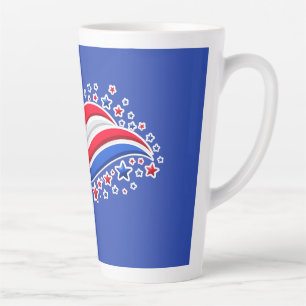 Taza De Café Latte Bandera Americana Ondulada Patriótica con Estrella