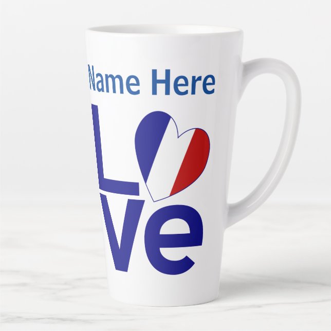 Taza De Café Latte Bandera antirreflectante del amor azul francés per (Derecha)