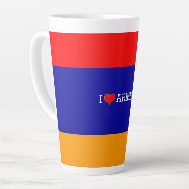 Taza De Café Latte Bandera armenia: Amo Armenia, (Ángulo izquierdo)