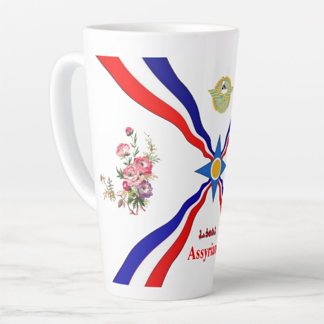 Taza De Café Latte Bandera asiria Latte Mug (Ángulo izquierdo)