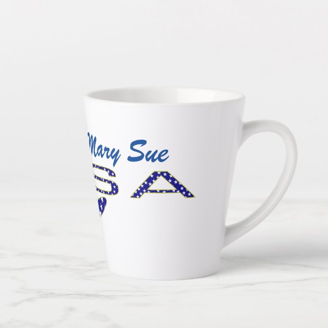 Taza De Café Latte Bandera azul de Estados Unidos personalizada (Derecha)