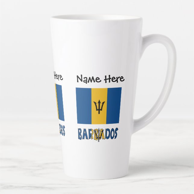Taza De Café Latte Bandera barbadense personalizada (Derecha)