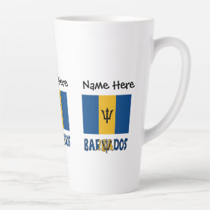 Taza De Café Latte Bandera Barbariana de Barbadós Personalizada 