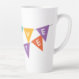 Taza De Café Latte Bandera Colorida Festiva de "Feliz Cumpleaños" Alt